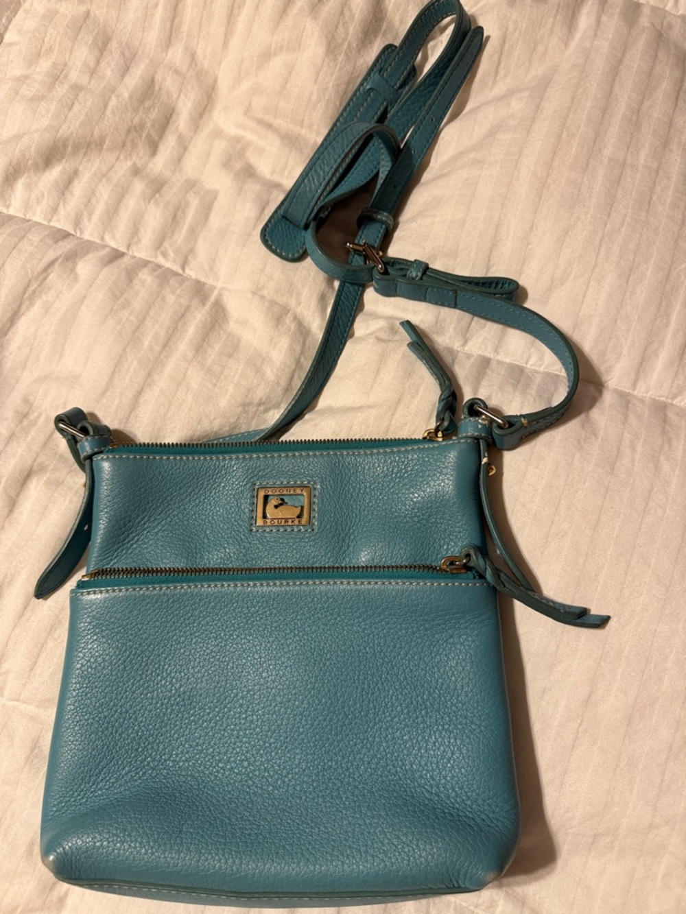 Dooney & Bourke Teal Pebble Leather Crossbody Bag VTG beautiful
